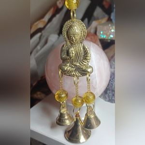 Gold, beads Buddha chime with gold bells